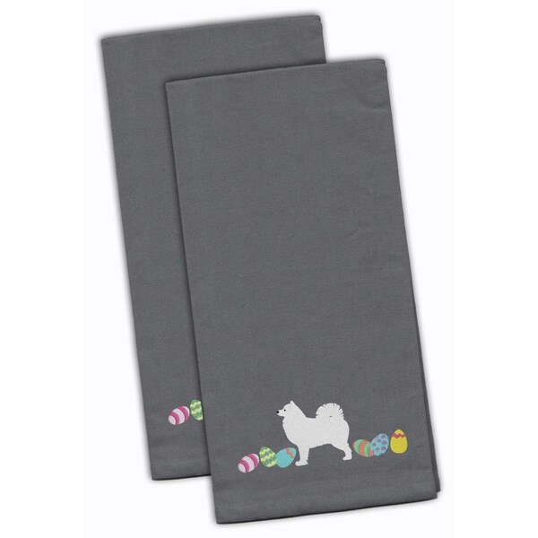 Carolines Treasures Samoyed Easter Gray Embroidered Kitchen Towel - CK1681GYTWE