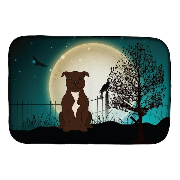 Carolines Treasures Halloween Scary Staffordshire Bull Terrier Chocolate Dish Drying Mat - BB2238DDM