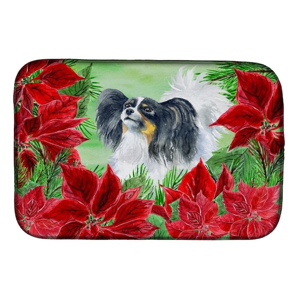 Carolines Treasures Papillon Poinsettas Dish Drying Mat - CK1305DDM