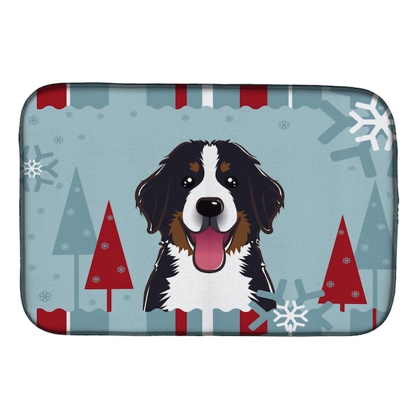 Carolines Treasures Winter Holiday Bernese Mountain Dog Dish Drying Mat - BB1733DDM