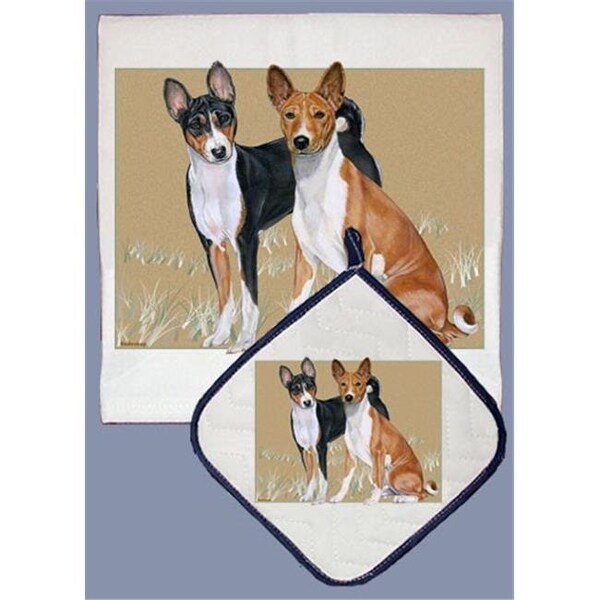 Pipsqueak Productions Pipsqueak Productions DP596 Basenji Dish Towel And Pot Holder Set - DP596