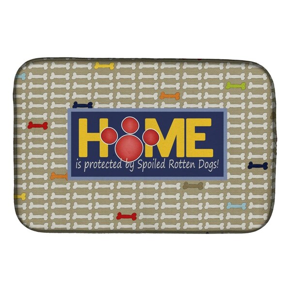Carolines Treasures Home is Protected by Spoiled Rotten Dogs Dish Drying Mat - SB3053DDM