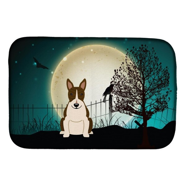 Carolines Treasures Halloween Scary Bull Terrier Dark Brindle Dish Drying Mat - BB2326DDM