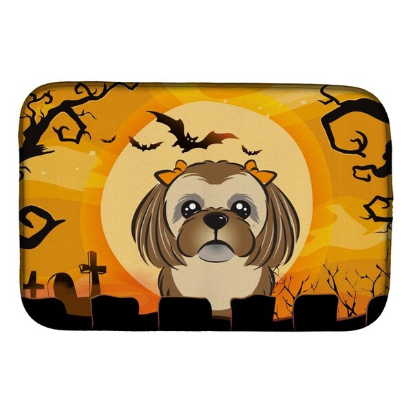 Carolines Treasures Halloween Chocolate Brown Shih Tzu Dish Drying Mat - BB1807DDM