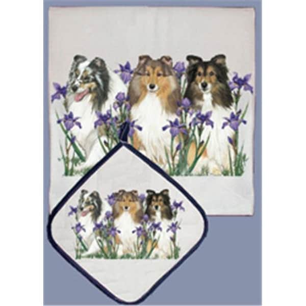 Pipsqueak Productions Pipsqueak Productions DP524 Dish Towel and Pot Holder Set - Shetland Sheepdog - DP524
