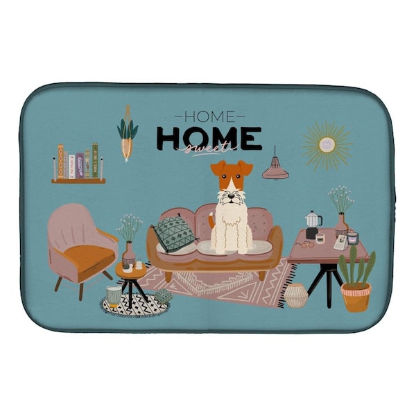 Carolines Treasures 14 x 21 in. Wire Fox Terrier Sweet Home Dish Drying Mat - CK7946DDM