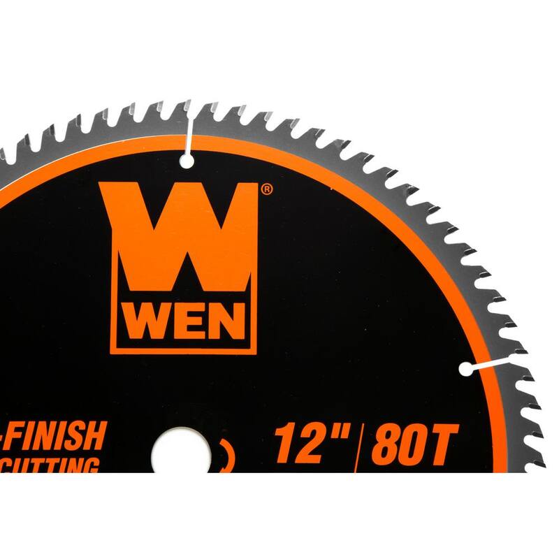 WEN 12 pulgadas 80 dientes Hoja de sierra profesional para acabados finos de carpintería para sierras de inglete y sierras de mesa - BL1280