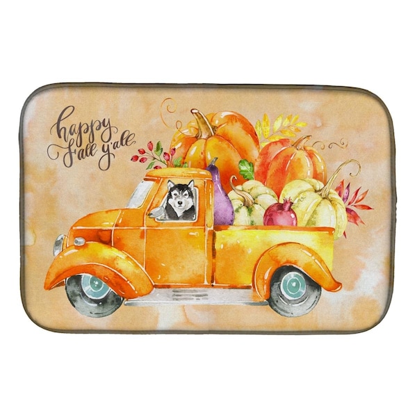 Carolines Treasures Fall Harvest Alaskan Malamute Dish Drying Mat - CK2625DDM