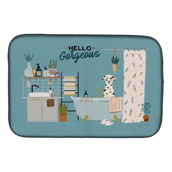 Carolines Treasures 14 x 21 in. Dalmatian in Bathtub Dish Drying Mat - CK7519DDM