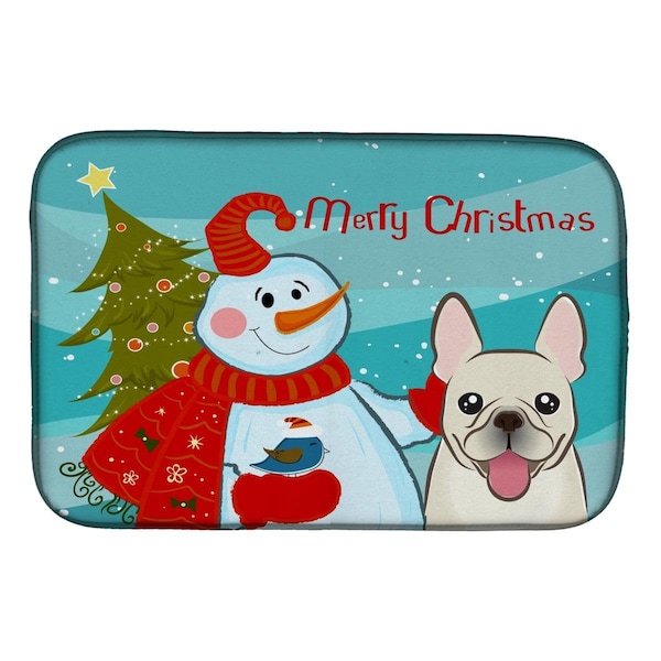 Carolines Treasures Snowman With French Bulldog Dish Drying Mat - BB1858DDM
