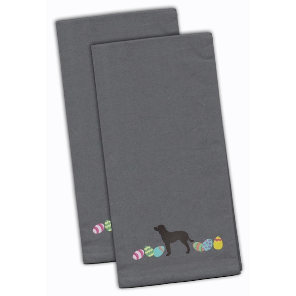 Carolines Treasures American Water Spaniel Easter Gray Embroidered Kitchen Towel, 2PK - CK1597GYTWE