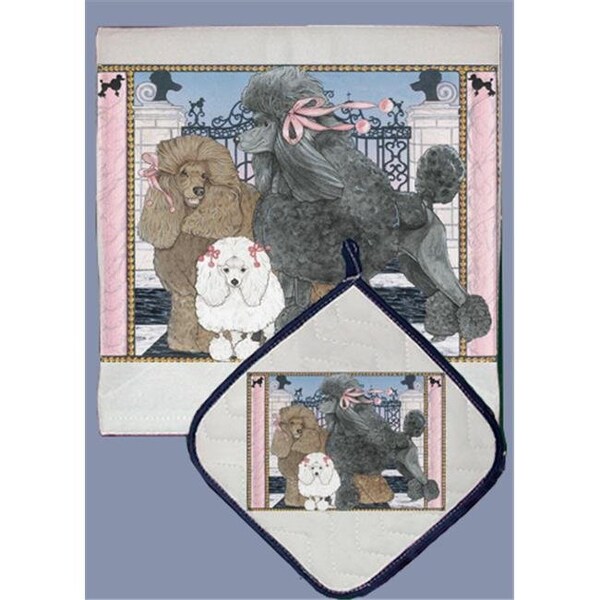 Pipsqueak Productions Pipsqueak Productions DP479 Dish Towel and Pot Holder Set - Poodle Mix - DP479