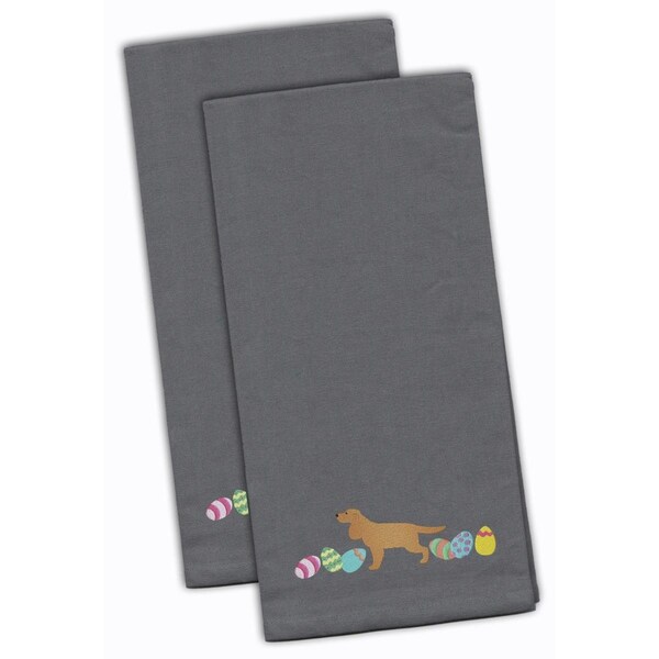Carolines Treasures English Cocker Spaniel Easter Gray Embroidered Kitchen Towel, 2PK - CK1637GYTWE