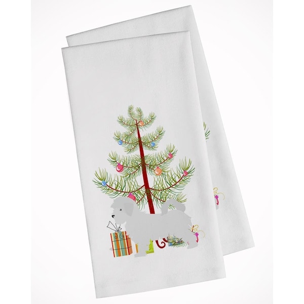 Carolines Treasures Maltese Merry Christmas Tree White Kitchen Towel, 2PK - BB2954WTKT