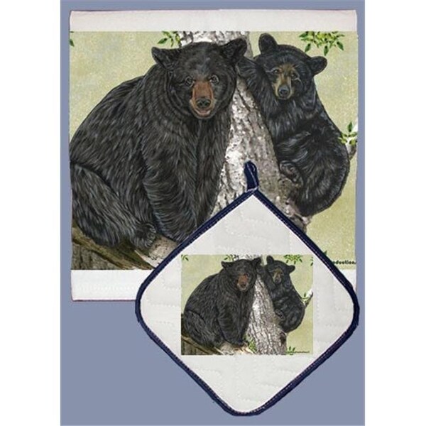 Pipsqueak Productions Pipsqueak Productions DP719 Black Bear Dish Towel And Pot Holder Set - DP719