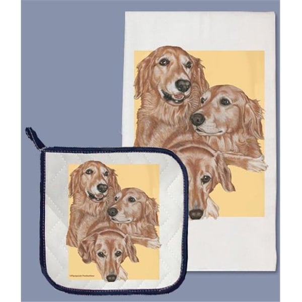 Pipsqueak Productions Pipsqueak Productions DP706 Golden Retriever Dish Towel And Pot Holder Set - DP706