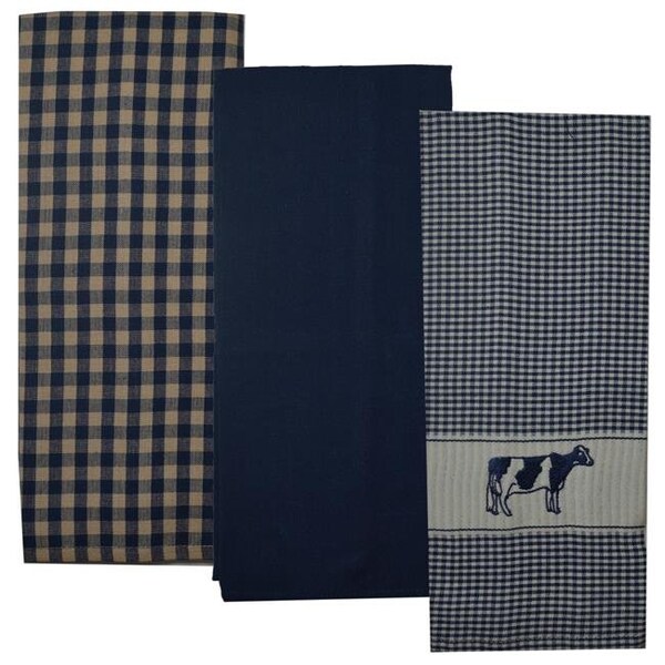 Dunroven House Dunroven House R100-200 Holston Cow Towel; Navy - Set of 3 - R100-200