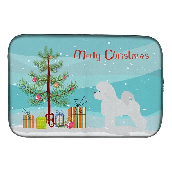 Carolines Treasures Bichon Frise Merry Christmas Tree Dish Drying Mat - BB2963DDM