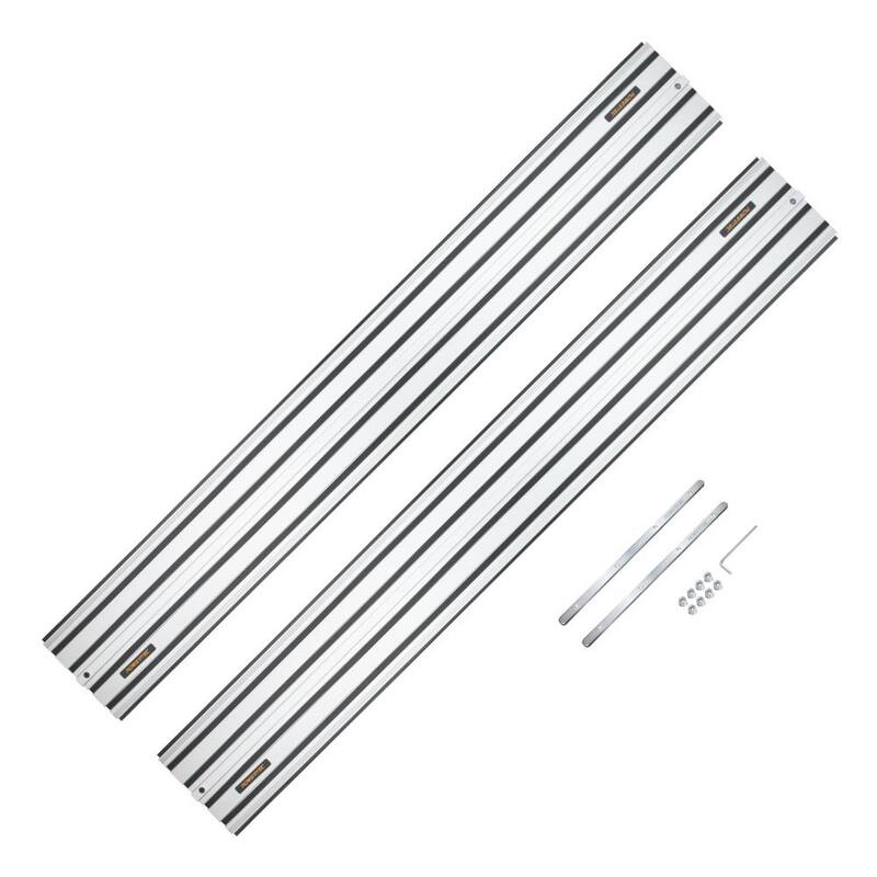 POWERTEC 110 pulgadas Juego de unión de riel guía de aluminio compatible con sierras de riel DeWalt, (2) rieles guía y (1) conector de riel guía - 71691