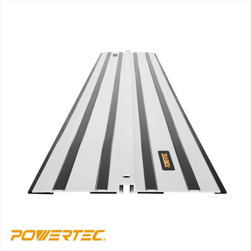 POWERTEC 110 pulgadas Juego de unión de riel guía de aluminio compatible con sierras de riel DeWalt, (2) rieles guía y (1) conector de riel guía - 71691