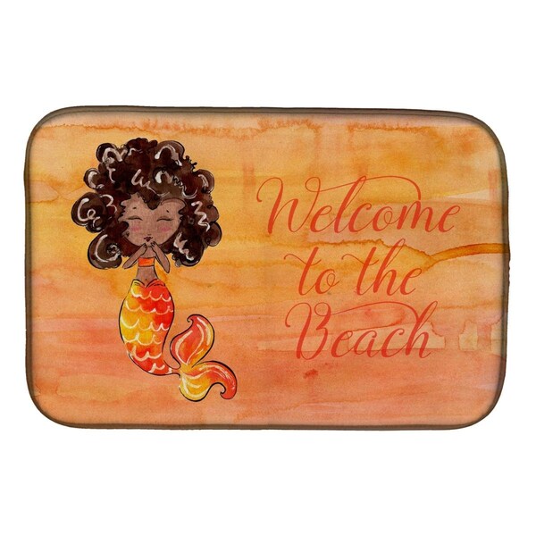 Carolines Treasures Mermaid Welcome Orange Dish Drying Mat - BB8517DDM