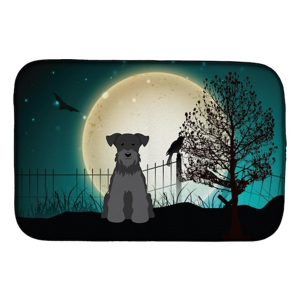 Carolines Treasures Halloween Scary Miniature Schanuzer Black Dish Drying Mat - BB2241DDM