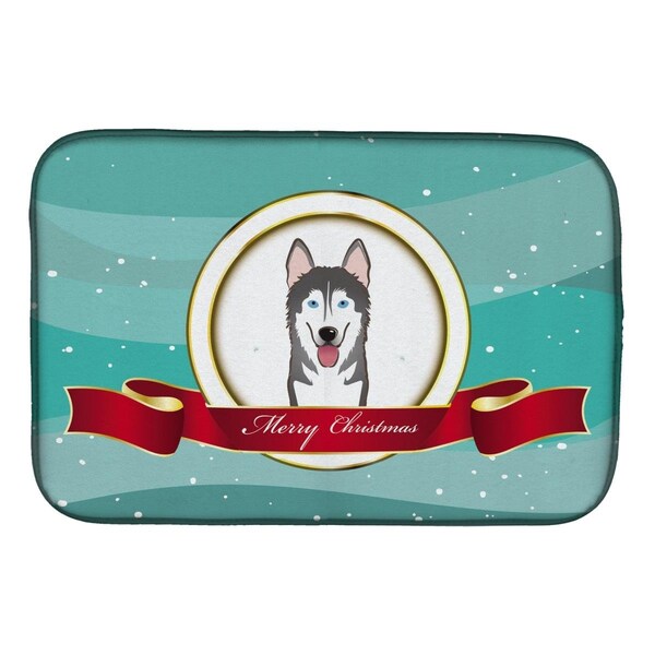 Carolines Treasures Alaskan Malamute Merry Christmas Dish Drying Mat - BB1528DDM