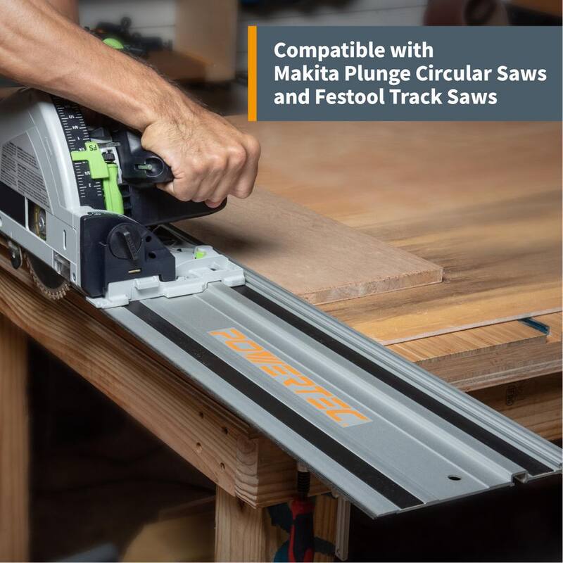 Kit de riel guía de sierra para cortar POWERTEC de 110 pulgadas para Makita o Festool, 2 rieles guía de 55 pulgadas con bolsa protectora y conectores de riel - 71550