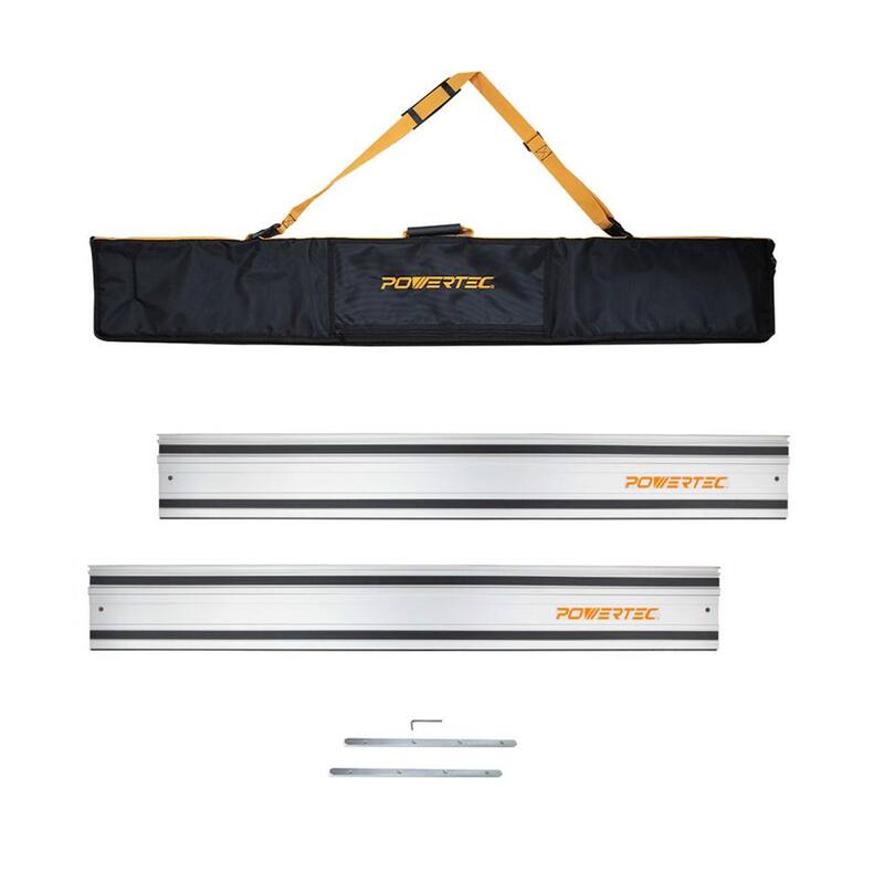 Kit de riel guía de sierra para cortar POWERTEC de 110 pulgadas para Makita o Festool, 2 rieles guía de 55 pulgadas con bolsa protectora y conectores de riel - 71550