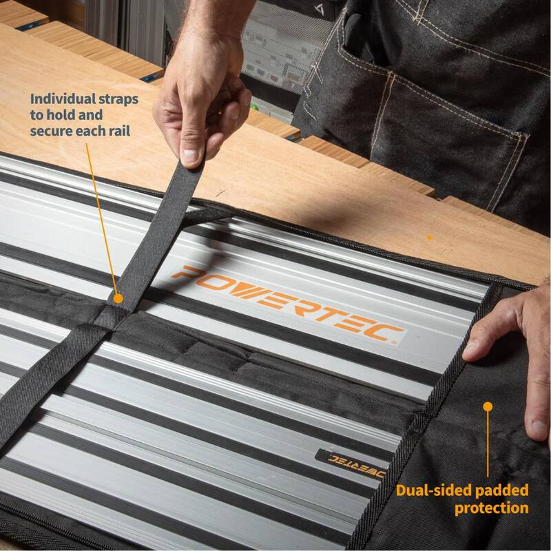 Kit de riel guía de sierra para cortar POWERTEC de 110 pulgadas para Makita o Festool, 2 rieles guía de 55 pulgadas con bolsa protectora y conectores de riel - 71550