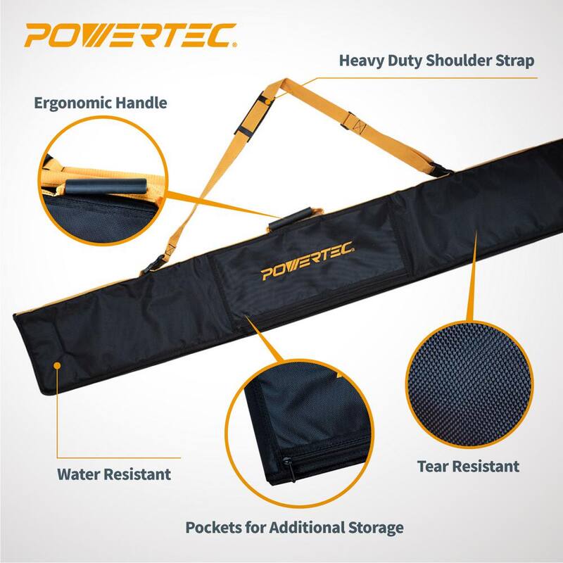 Kit de riel guía de sierra para cortar POWERTEC de 110 pulgadas para Makita o Festool, 2 rieles guía de 55 pulgadas con bolsa protectora y conectores de riel - 71550