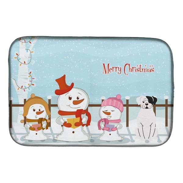 Carolines Treasures Merry Christmas Carolers White Boxer Cooper Dish Drying Mat - BB2445DDM