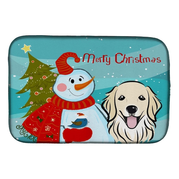 Carolines Treasures Snowman With Golden Retriever Dish Drying Mat - BB1825DDM