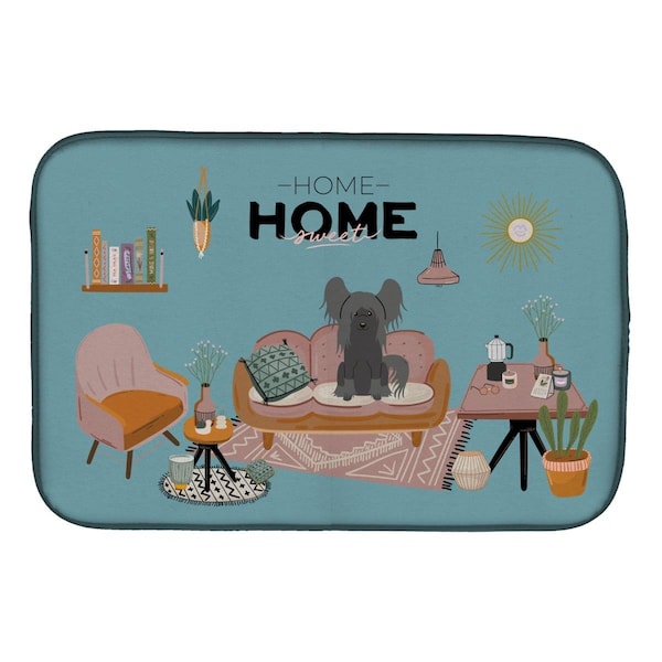Carolines Treasures 14 x 21 in. Black Chinese Crested Sweet Home Dish Drying Mat - CK7957DDM