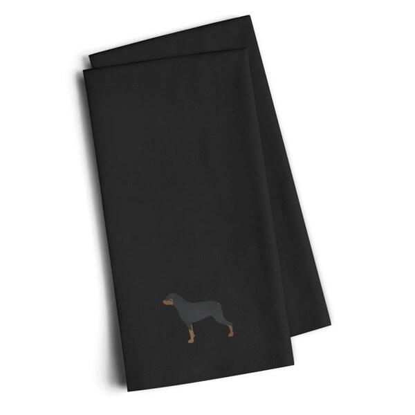 Carolines Treasures Rottweiler Black Embroidered Kitchen Towel, Set of 2 - BB3466BKTWE