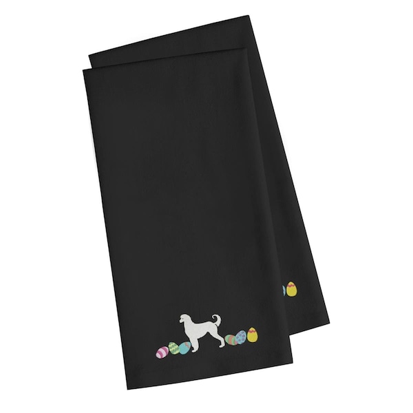 Carolines Treasures Afghan Hound Easter Black Embroidered Kitchen Towel - CK1592BKTWE