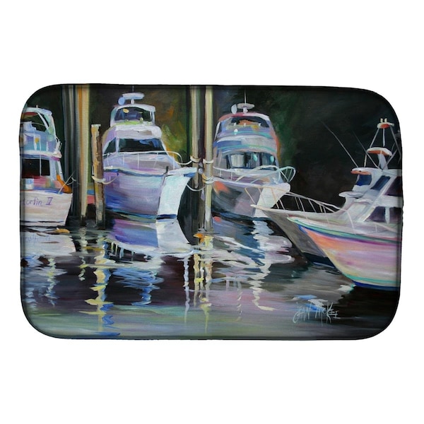 Carolines Treasures Deep Sea Fishing Boats Dish Drying Mat - JMK1048DDM