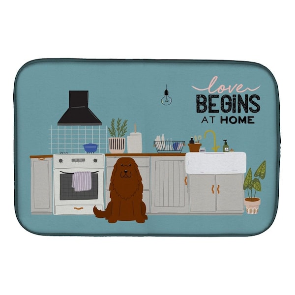 Carolines Treasures 14 x 21 in. Caucasian Shepherd Dog Kitchen Scene Dish Drying Mat - CK7754DDM