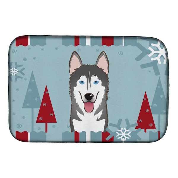 Carolines Treasures Winter Holiday Alaskan Malamute Dish Drying Mat - BB1714DDM