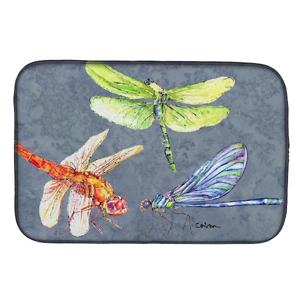 Carolines Treasures Dragonfly Times Three Dish Drying Mat - CA71762