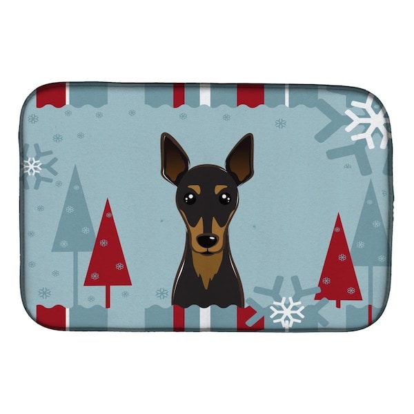 Carolines Treasures Winter Holiday Min Pin Dish Drying Mat - BB1736DDM