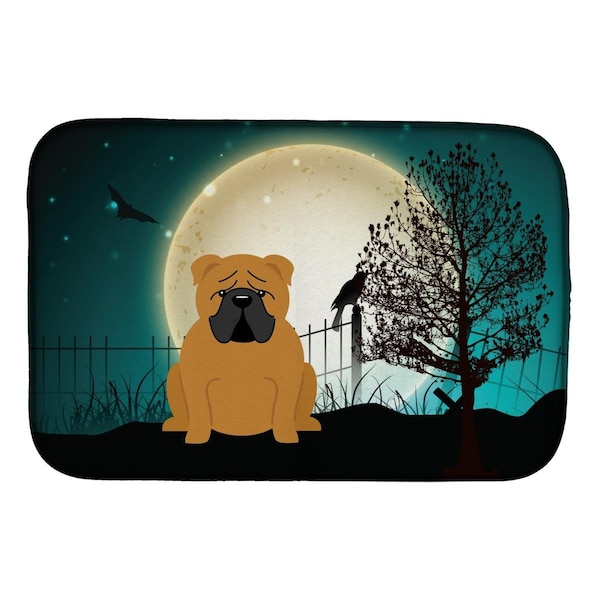 Carolines Treasures Halloween Scary English Bulldog Red Dish Drying Mat - BB2312DDM
