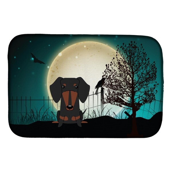 Carolines Treasures Halloween Scary Dachshund Black Tan Dish Drying Mat - BB2322DDM