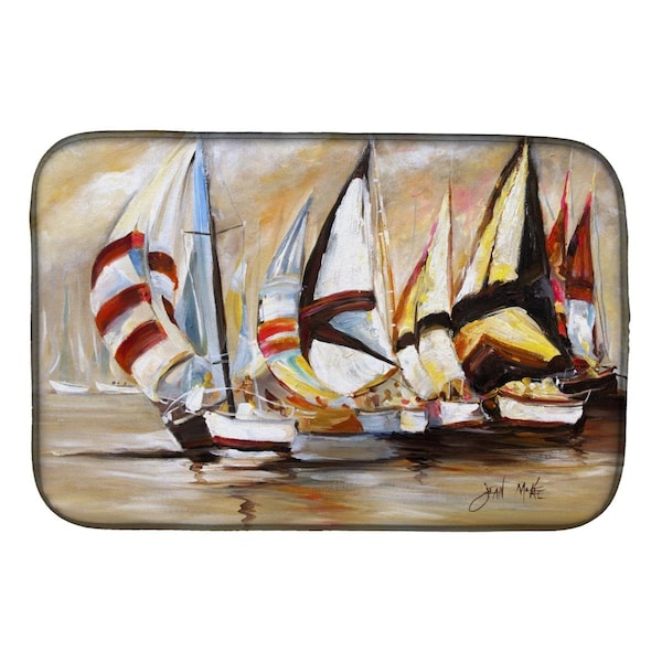 Carolines Treasures Boat Binge Sailboats Dish Drying Mat - JMK1136DDM