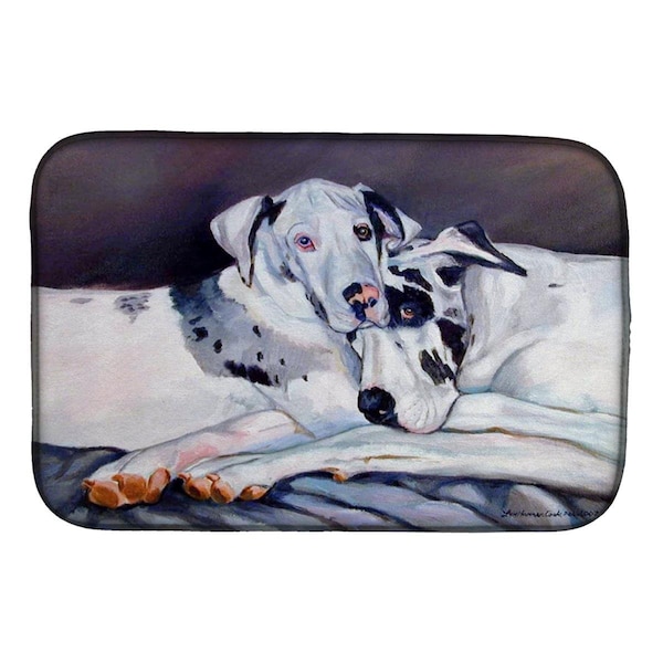 Carolines Treasures Harlequin Natural Great Danes Dish Drying Mat - 7163DDM