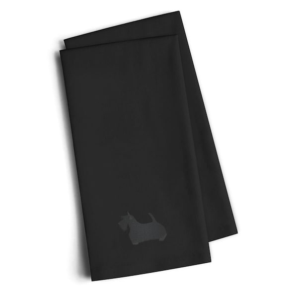 Carolines Treasures Scottish Terrier Black Embroidered Kitchen Towel, Set of 2 - BB3469BKTWE