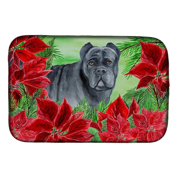 Carolines Treasures Cane Corso Poinsettas Dish Drying Mat - CK1342DDM