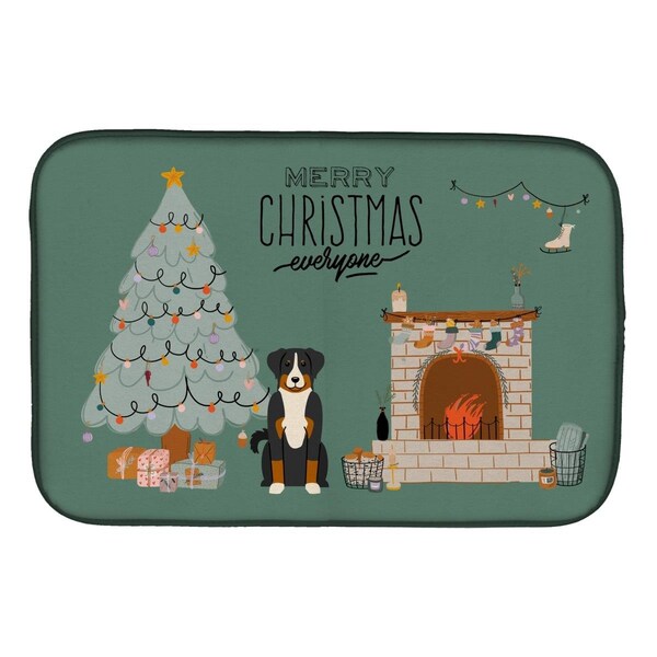 Carolines Treasures 14 x 21 in. Appenzeller Sennenhund Christmas Everyone Dish Drying Mat - CK7606DDM