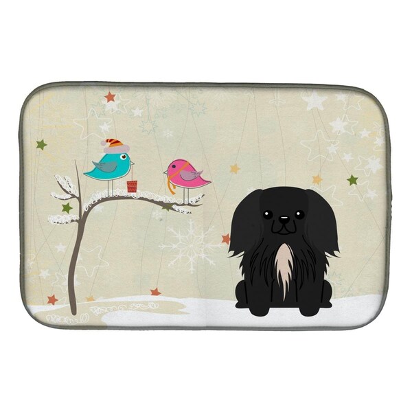 Carolines Treasures Christmas Presents Between Friends Pekingnese Black Dish Drying Mat - BB2579DDM