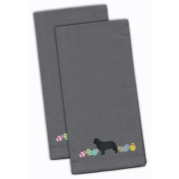 Carolines Treasures Newfoundland Easter Gray Embroidered Kitchen Towel - CK1665GYTWE